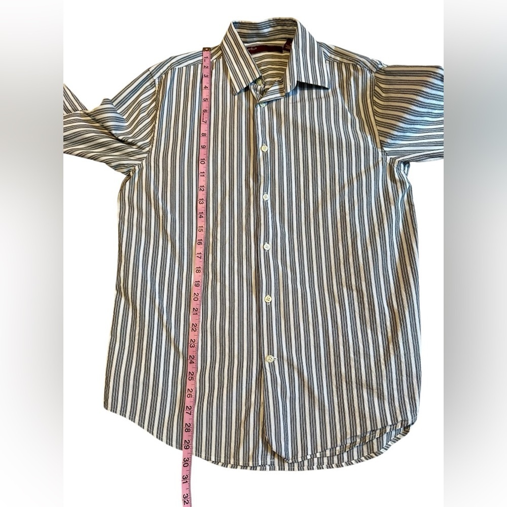 Perry Ellis Grey Striped Button Down Mens M - Picture 4 of 7